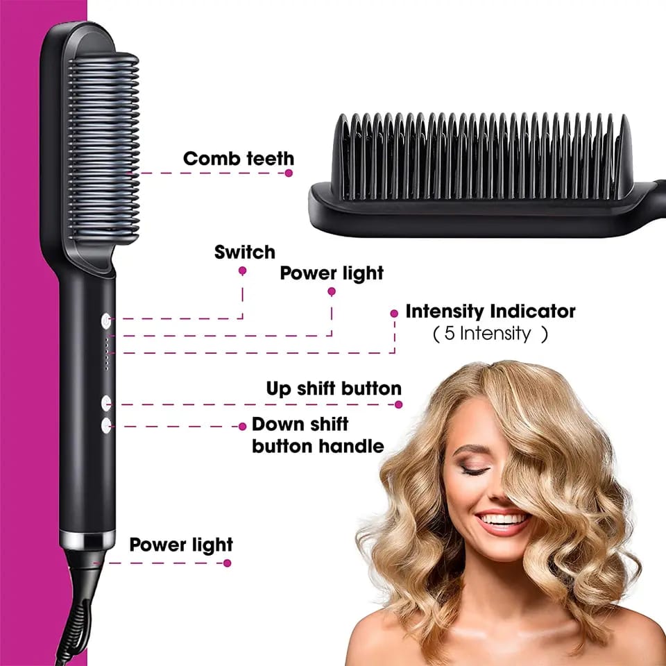 2in 1 Electric Hair Straightener Brush & Comb