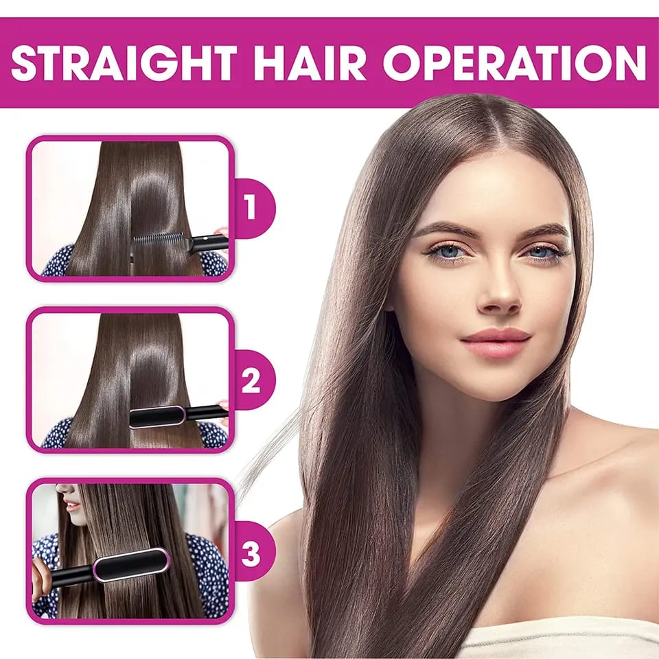 2in 1 Electric Hair Straightener Brush & Comb